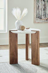 Bay Furniture Gallery - Ashley Furniture - Isanti End Table - Square End Table / Light Brown/White - T662-3